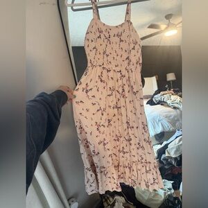 T.J.Maxx Blush Pink Floral Smocked Midi Dress